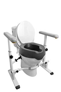 kmina - toilet safety rails with raised seat (pack), 4 inch raised toilet seat with handles for elderly, handicap toilet seat with handles over toilet