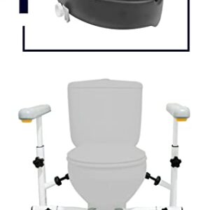 KMINA - Toilet Safety Rails with Raised Seat (Pack), 4 Inch Raised Toilet Seat with Handles for Elderly, Handicap Toilet Seat with Handles Over Toilet