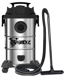 bidz 8 gallons, powerful 6 peak hp motor, 65'' water lift suction power, heavy-duty stainless steel semi- commercial shop vacuum system