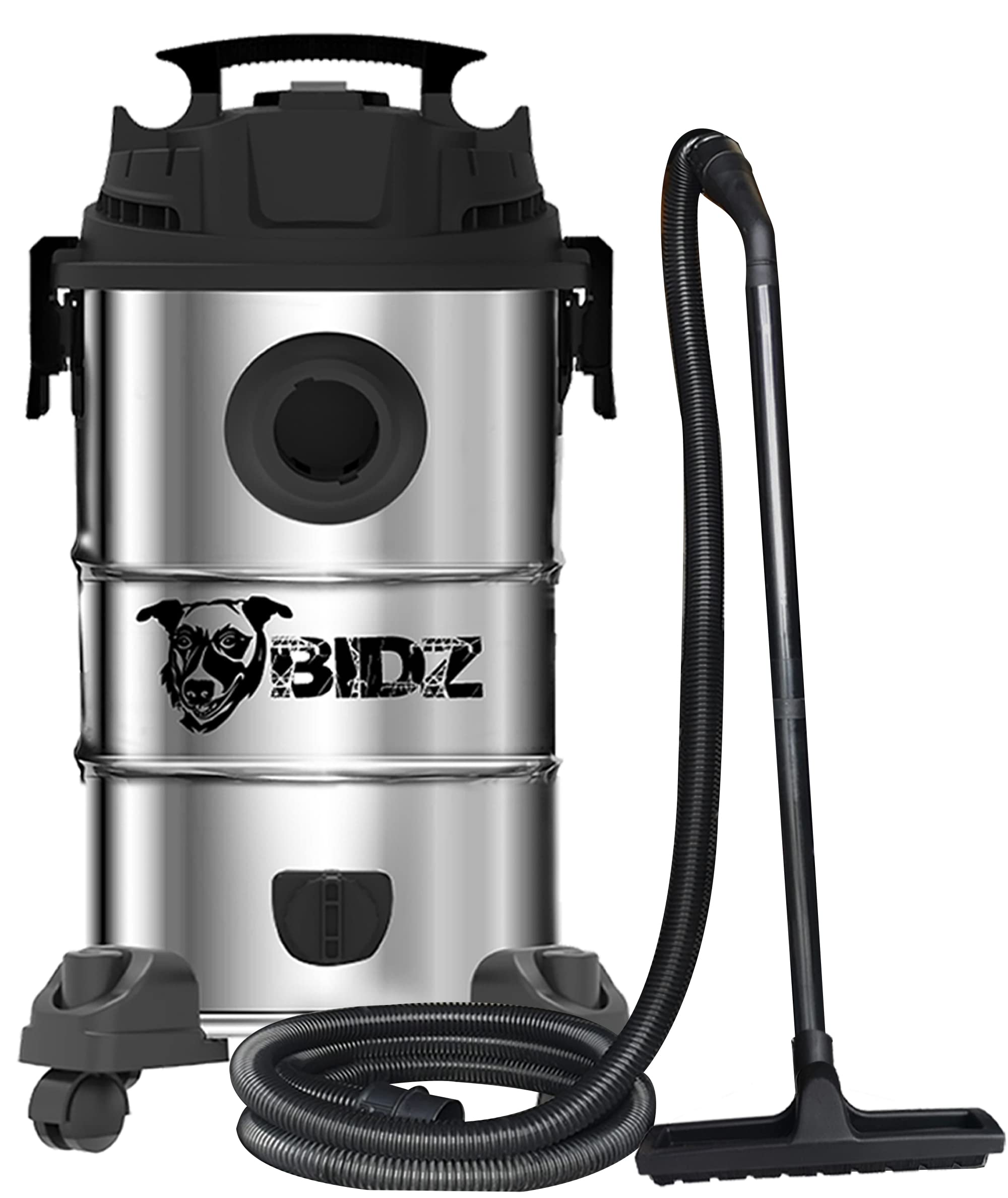 BIDZ 8 Gallons, Powerful 6 Peak HP Motor, 65'' Water Lift Suction Power, Heavy-Duty Stainless Steel Semi- Commercial Shop Vacuum System