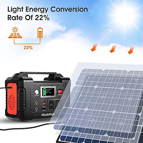 SUYIKIN 200W Portable Power Station, FlashFish 40800mAh Solar Generator with 50W 18V Portable Solar Panel, Flashfish Foldable Solar Charger with 5V USB 18V DC Output