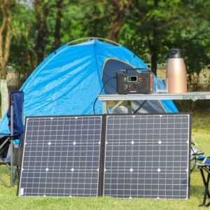 SUYIKIN 200W Portable Power Station, FlashFish 40800mAh Solar Generator with 50W 18V Portable Solar Panel, Flashfish Foldable Solar Charger with 5V USB 18V DC Output