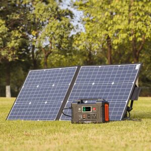 SUYIKIN 200W Portable Power Station, FlashFish 40800mAh Solar Generator with 50W 18V Portable Solar Panel, Flashfish Foldable Solar Charger with 5V USB 18V DC Output