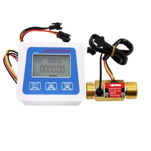 Water Flow Totalizer and Flow Rate Meter with Digital LCD Display +G1/2" Hall Effect Liquid Water Flowmeter Sensor-1-25L/min