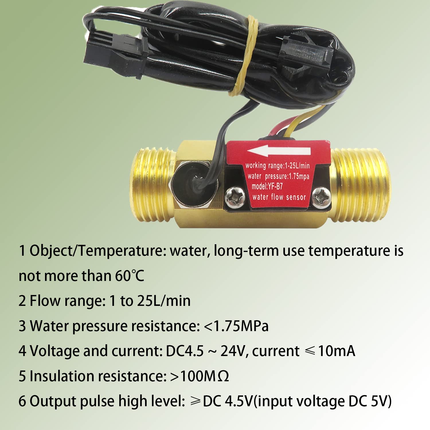 Water Flow Totalizer and Flow Rate Meter with Digital LCD Display +G1/2" Hall Effect Liquid Water Flowmeter Sensor-1-25L/min