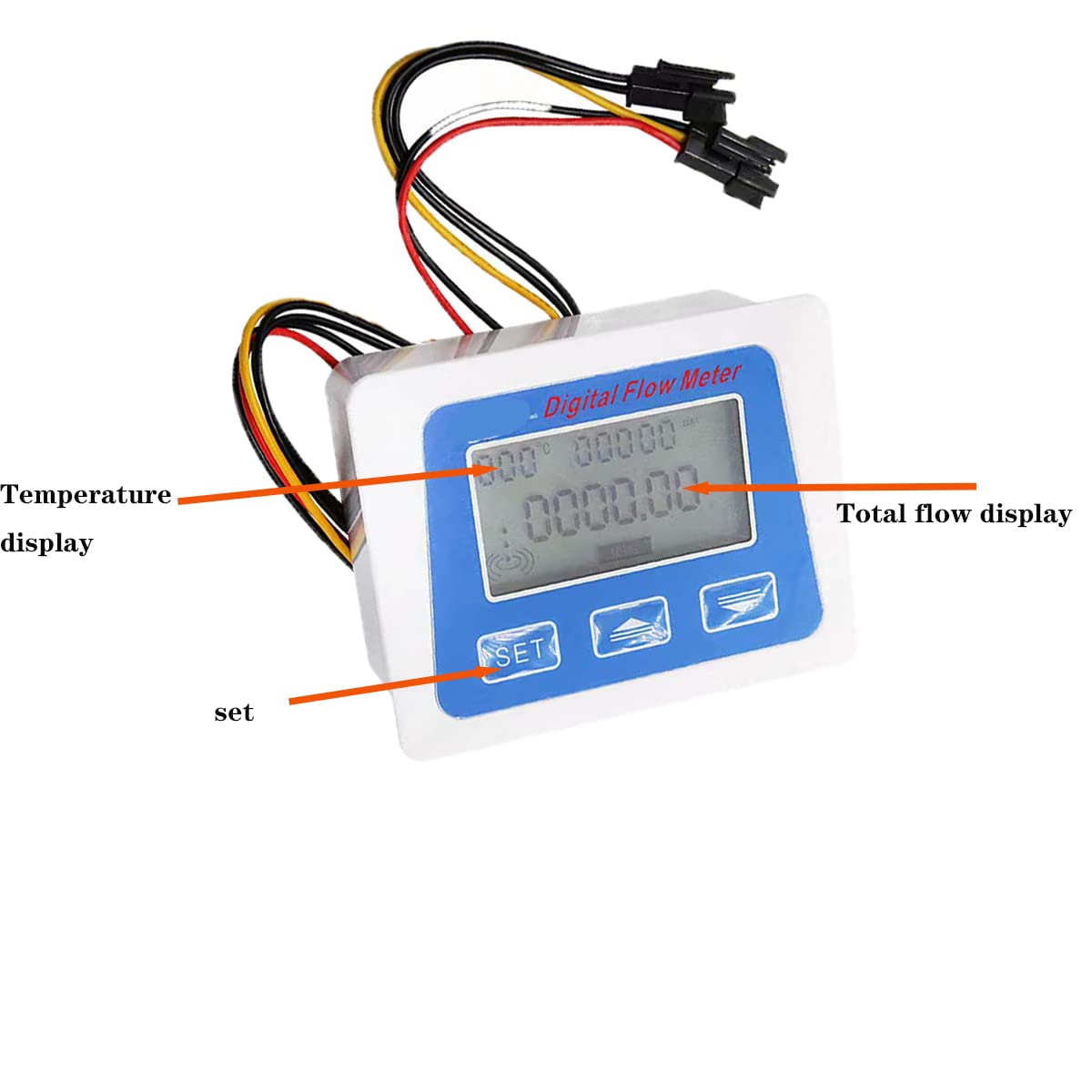 Water Flow Totalizer and Flow Rate Meter with Digital LCD Display +G1/2" Hall Effect Liquid Water Flowmeter Sensor-1-25L/min