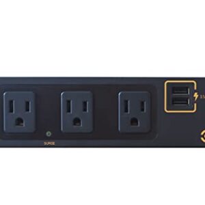 CERES 3 Outlet/2 USB Surge Protector - Black