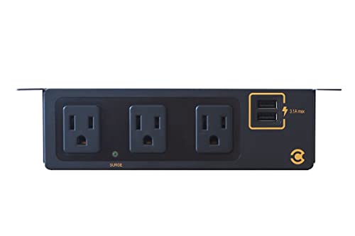 CERES 3 Outlet/2 USB Surge Protector - Black