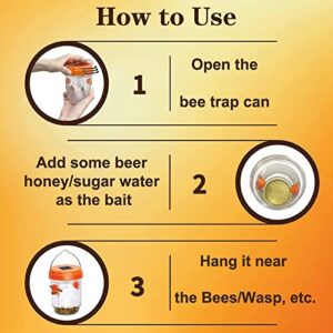 Wasp Traps Outdoor Hanging 2 Pack Fly Traps Bee Traps for Outside Light Attract Carpenter Bees Yellow Jackets Fruit Flies Mosquito Hornet Wood Bee Trap Solar Power Reusable Outdoor Indoor Waterproof