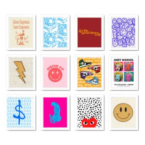 aesthetic colorful room decor - set of 12 poster prints (8"x10") - trendy home decor/bedroom/kitchen/dorm - by printer's row & co. (prc3)