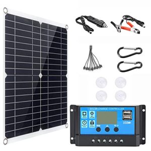 solar panel kit 12v with 100a solar charge controller, dual 5v usb outputs solar panel controller combo for caravan boat