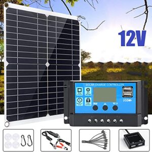 Solar Panel Kit 12V with 100A Solar Charge Controller, Dual 5V USB Outputs Solar Panel Controller Combo for Caravan Boat