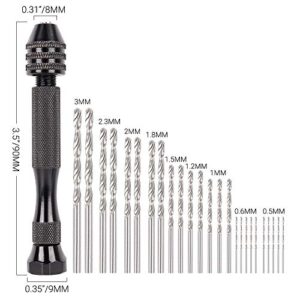 MAEXUS Hand Drill Bits Set, Pin Vise Hand Drill, Mini Micro Drill and Twist Drills for Jewelry Making, Pin Vise Woodworking Hand Mini Drill for Model Resin Jewelry Walnut Amber Beeswax Olive (36 Pcs)