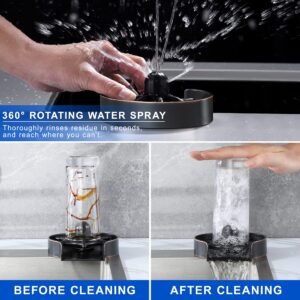 2023 Newest Metal Glass Rinser for Kitchen Sink - 360° Rotary Cup Washer, Faucet Cup Rinser Cleaner Kitchen Sink Bottle Washer for Bar, Oil Rubbed Bronze