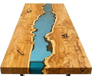 epoxy table, plain edge wooden table, epoxy resin river table, natural wood,dining table, natural epoxy table, resin table 24" x 60" inch