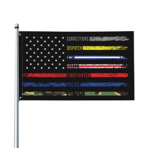 first responders hero flag nurse e-m-s police fire military flag 3x5 feet vivid color and uv fade resistant decor banner flags for indoor outdoor
