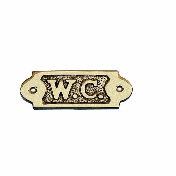 Brass W.C. Sign - Brass Restroom Sign-Brass Door Sign (Brass,3.75X1.5 Inch)