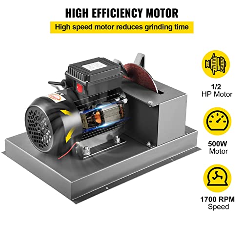 VEVOR Lawnmower Blade Grinder, 2/3 HP 1700 RPM Motor with 7'' Diameter Standard & Reverse Wheel, 30 & 40 Grinding Degree Steel Mower Sharper for Blades & Tool Grinding in Garden or Workshop