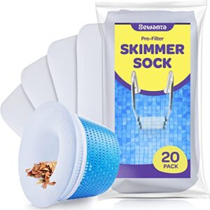 pool skimmer socks [20 pack] pool socks for skimmer baskets, quality net/mesh protects swimming pool filter systems from debris/leaves. pool socks skimmer for in-ground and above-ground pools.
