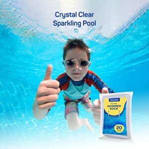 Pool Skimmer Socks [20 Pack] Pool Socks for Skimmer Baskets, Quality Net/Mesh Protects Swimming Pool Filter Systems from debris/leaves. Pool Socks Skimmer for In-Ground and Above-Ground Pools.