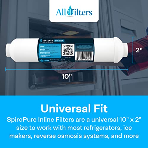 SpiroPure Inline Sediment Water Filter with 1/4" FNTP or 3/8" Quick-Connect, 2" x 10" (1 Pack)