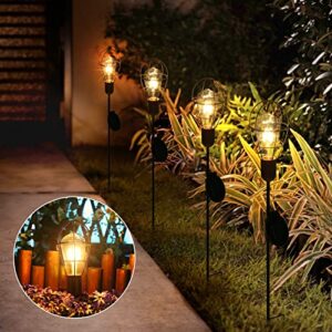 newvivid Pathway Solar Lights Outdoor with Metal Stakes Waterproof Edison Bulbs Solar Pathway Lights Metal Cage Lantern for Patio Backyard Courtyard Lawn Landscape Decor