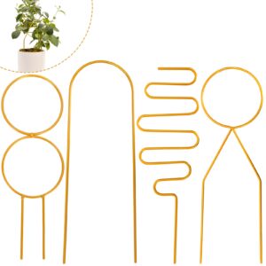 4 pcs small metal plant trellis for indoor potted plants, mini gold trellis for climbing plants indoor, house plant trellis indoor plant support stake for small planter