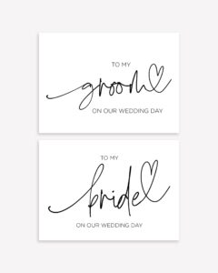 simple to my bride and to my groom on our wedding day card set for husband and wife