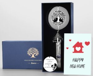 housewarming wind chime with tree of life wind spinner - housewarming gifts for new house - house warming gift ideas for new homeowners - house warming gifts new home couple