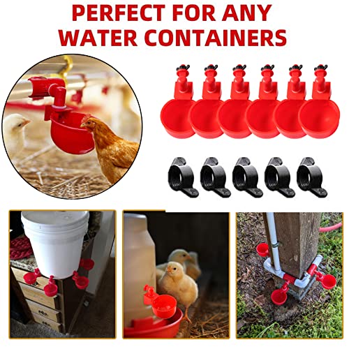 Chicken Water Cup Waterer for Poultry, 3/8 in Automatic Filling Waterer Poultry Drinking Bowl Chicken Water Feeder, Chicken Watering Cup for Duck Turkey Rabbit Geese Automatic Farm (6)