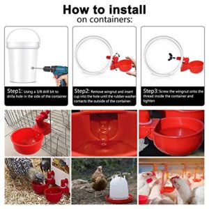 Chicken Water Cup Waterer for Poultry, 3/8 in Automatic Filling Waterer Poultry Drinking Bowl Chicken Water Feeder, Chicken Watering Cup for Duck Turkey Rabbit Geese Automatic Farm (6)