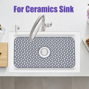 JUSTOGO Silicone Sink Mat, Kitchen Sink Protectors for Kitchen Sink Grid Accessory with Center Drain 24.8"x 13",1 PCS Non-slip Folding Sink Mats for Bottom of Farmhouse Stainless Steel Porcelain Sink