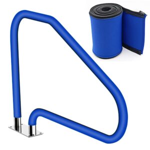 pool handrail cover, rail grip for swimming pool hand railing covers with zipper, slip resistant safety grip sleeve for swimming pool inground ladder handles hand railing covers grips-10 feet, blue