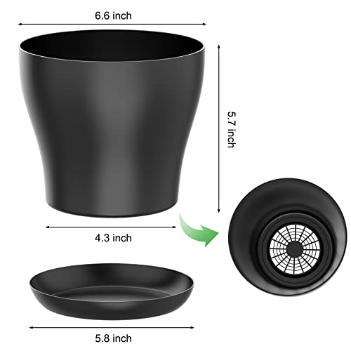 Whonline 20pcs 6.6 Inch Plastic Flowers Pots for Plants, with Drainage Holes and Saucers for Indoor Plants, Outdoor Clearance, Seeding Nursery, Succulents