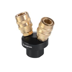intertool 2-way round air splitter manifold, 1/4-inch female npt, with quick coupler connectors, v-type pt08-1852