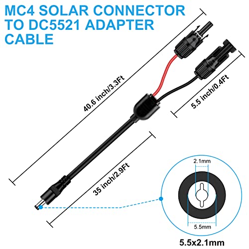 GOLABS 3.3Feet MC4 Solar Panel Connector to DC5.5x2.1mm Adapter Extension Cable 16AWG Heavy Duty Solar Charge Cable for Solar Generator Power Station and Solar Panel