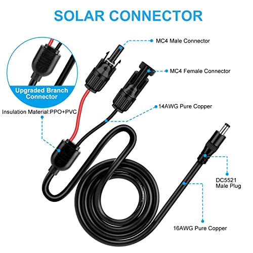 GOLABS 3.3Feet MC4 Solar Panel Connector to DC5.5x2.1mm Adapter Extension Cable 16AWG Heavy Duty Solar Charge Cable for Solar Generator Power Station and Solar Panel
