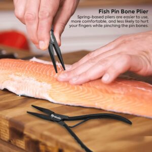 Manjushri Precision 6 Inches Fish Pin Bone Pliers Tweezers for Removing, Plucking and Pulling Pin Bones (Black)