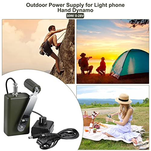 Hand Crank Generator 30W 0-28V Portable Hand Crank DC Charger with USB Plug Multifunction Manual Crank Generator for Outdoor Mobile Phone Computer Charging