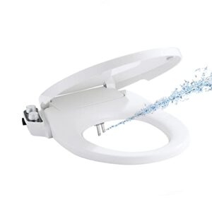 toilet seat bidet attachment, phflo manual bidet toilet seat, non-electric bidet seat fits round toilets,ambient water temperature,dual nozzle with quick-release removable for cleaning