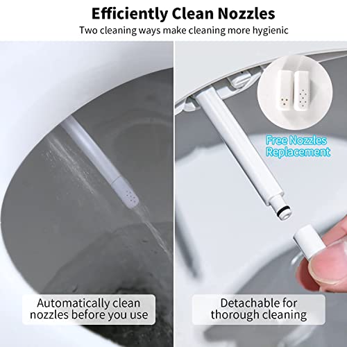 Toilet Seat Bidet Attachment, PHflo Manual Bidet Toilet Seat, Non-electric Bidet Seat Fits Round Toilets,Ambient Water Temperature,Dual Nozzle with Quick-Release Removable for Cleaning