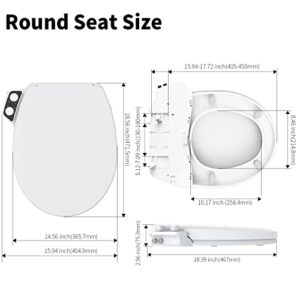 Toilet Seat Bidet Attachment, PHflo Manual Bidet Toilet Seat, Non-electric Bidet Seat Fits Round Toilets,Ambient Water Temperature,Dual Nozzle with Quick-Release Removable for Cleaning