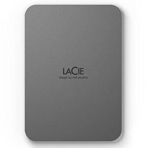 lacie mobile drive secure, 5 tb, portable external hard drive 2.5 inch mac & pc space grey (stlr5000400)