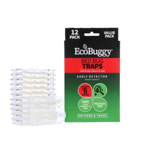 ecobuggy bed bug glue trap, glue traps for home & travel detect bugs before infestation, pack of 4