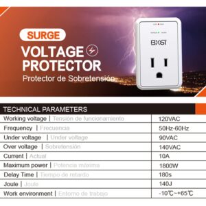 BXST Refrigerator Surge Protector Round Plug Appliance Surge Protector Surge Protector for Home Office 1 Outlet Portable Surge Protector Power Strip 120V 10A(ETL)