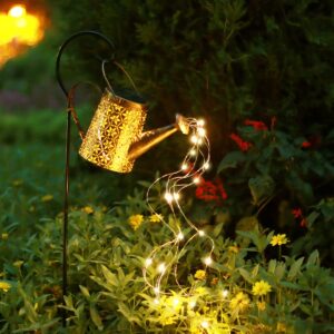amwgimi solar lights outdoor garden decor,solar waterfall lights,waterproof watering can landscape lights, for yard porch lawn backyard landscape pathway patio outside gardening gifts