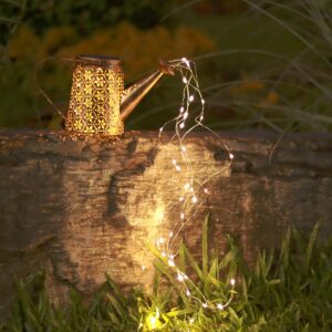 AMWGIMI Solar Lights Outdoor Garden Decor,Solar Waterfall Lights,Waterproof Watering Can Landscape Lights, for Yard Porch Lawn Backyard Landscape Pathway Patio Outside Gardening Gifts