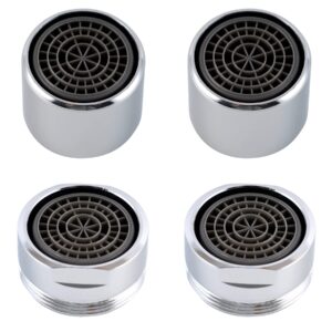 hibbent 4 pack faucet aerator, solid brass kitchen sink faucet aerator shell and built-in filter, 2 pack 15/16 male thread with 2 pack 55/64 female thread bathroom aerator faucet filter, chrome finish