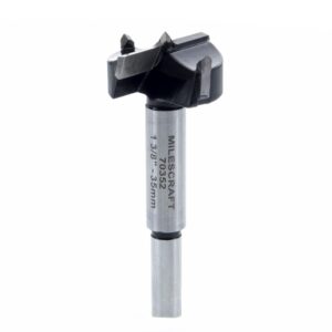 Milescraft 2330 Euro Hinge Bit – 35mm Boring/Forstner Bit for Drilling Concealed Hinge Holes. Tungsten Carbide Blade Tips Quickly Create Clean, Smooth Hinge Cup Holes. Works with Euro Hinge Jig