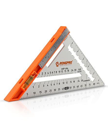 RONGPRO Multifunctional Rafter Square, 7 Inch Triangle Carpenter Square Die-cast Aluminum Alloy, Rafter Square Layout Tool - Aluminum